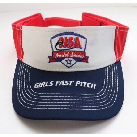 NSA World Series Hat Strapback Cap Blue Red Adult Girls Fastpitch Casual‎ Visor - Picture 1 of 4
